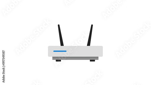 White Wireless Router with Two Antennas.