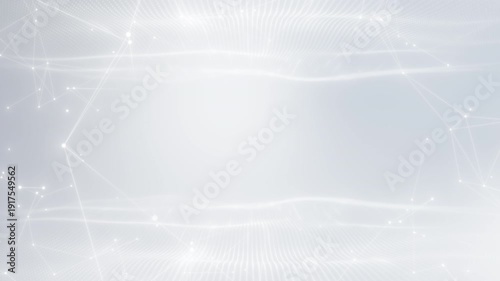 Clean modern digital technology motion background in white tones with abstract glowing dots, soft wave lines, and smooth network patterns for professional presentation.