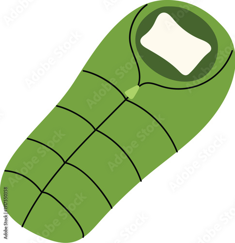 green outdoor sleeping bag isolated illustration