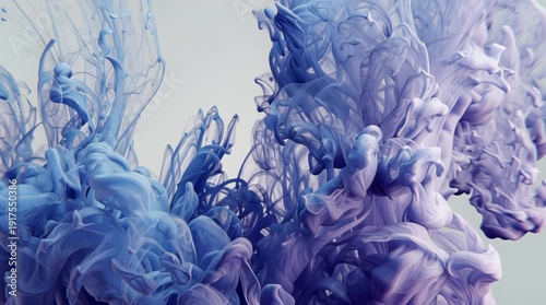 Wallpaper Mural Blue and Purple Ink Swirling in Water, Abstract Fluid Motion Background Torontodigital.ca