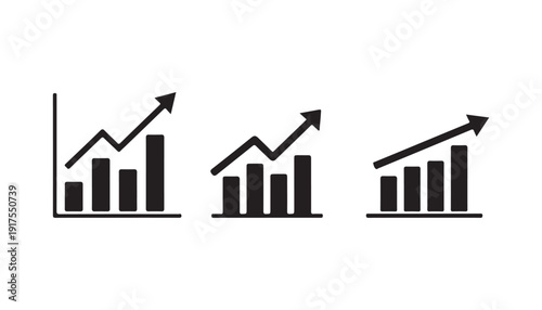 Wallpaper Mural Growth Chart Icons Set Bar Graph Upward Arrow Progress Statistics Vector Torontodigital.ca