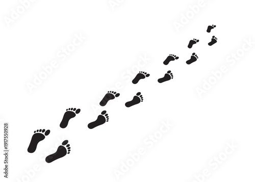 Footprints Trail Icons Bare Feet Walking Path Journey Steps Vector Silhouette