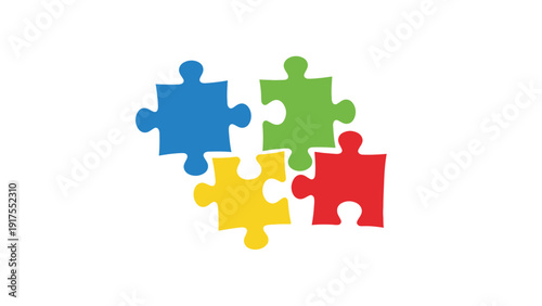 Colorful Puzzle Pieces Interconnected Together.
