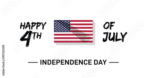 American Independence Day greeting card template, Happy 4th of July vector illustration with USA flag, patriotic holiday celebration design element.