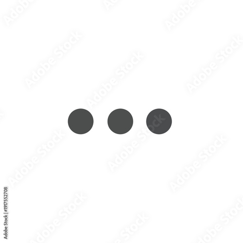 A simple graphic illustration of three dark gray dots arranged horizontally on a plain white background, symbolizing a pause or ellipsis