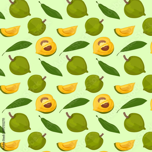 Seamless pattern Lucuma Fruit