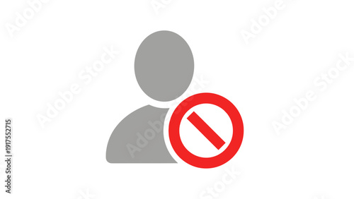 Gray Person Icon with Prohibition Symbol.