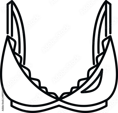 Bra line icon representing female intimate apparel and underwear for fashion and clothing concepts