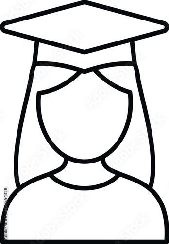 Woman wearing a graduation cap, representing academic achievement and higher education