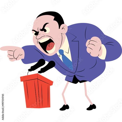 Angry Political Speaker Yelling and Pointing