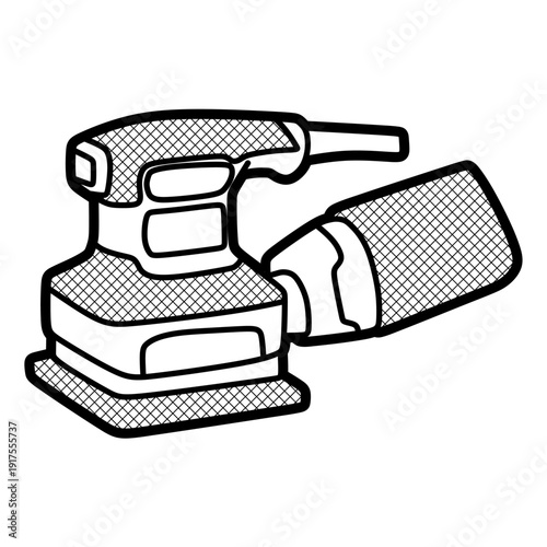 black and white electric sander, simple vector, editable lines