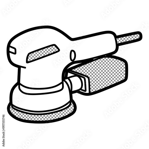 black and white circular electric sander, editable lines