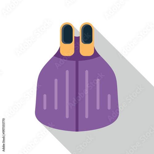 Purple swimming flippers with yellow foot pockets for diving, snorkeling, and water recreation