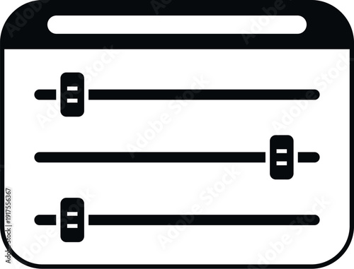 Graphic icon presenting adjustable controls for preferences and filtering options