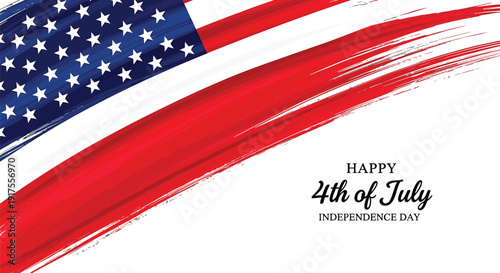 American flag brush stroke with Happy 4th of July Independence Day text