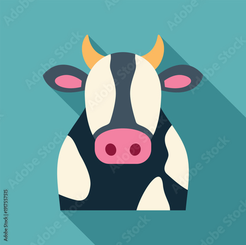 Dairy cow head graphic illustration representing livestock, farming, or food production