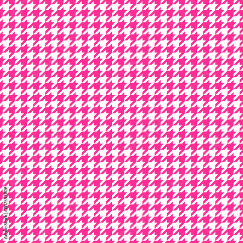 Seamless houndstooth pattern in pink, cute pop geometric background