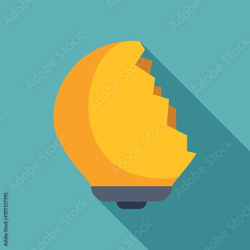 Broken yellow lightbulb illustration on a blue background representing a failed idea or problem