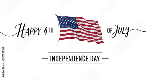 American flag on 4th of July Independence Day celebration, vector illustration