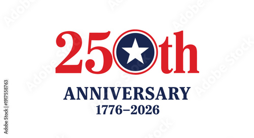 American 250th anniversary logo vector, patriotic 1776-2026 celebration emblem.