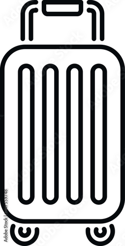 Wheeled suitcase icon for journey and baggage concepts