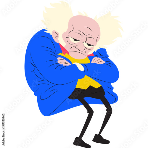 Arthur Schopenhauer sitting gloomily with crossed arms