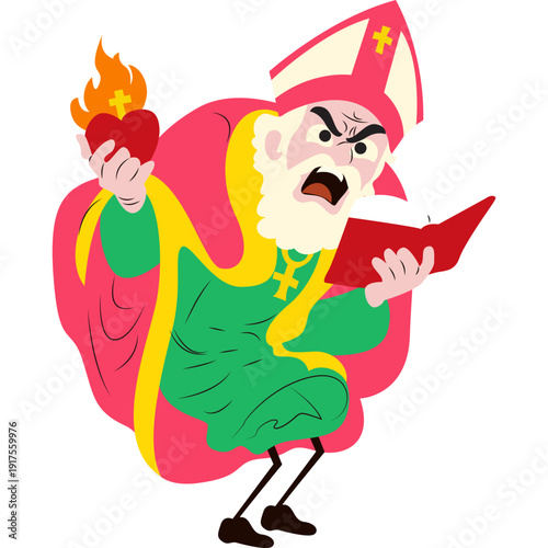 Augustine of Hippo holding a flaming heart and book