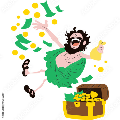 Crates of Thebes throwing away wealth with joyful defiance