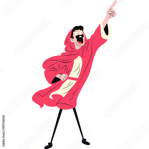 Giordano Bruno pointing to infinite stars boldly