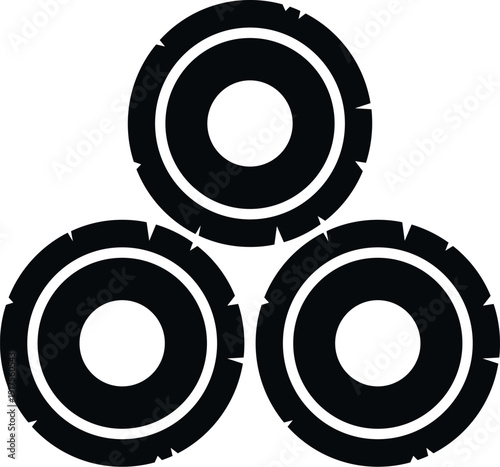 Three stacked worn tires representing automotive parts and service industry