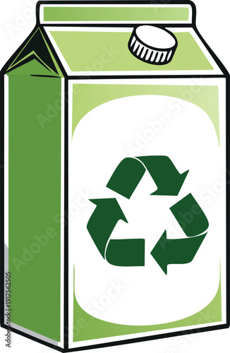 Milk or juice carton with recycling arrows, minimalist black line.