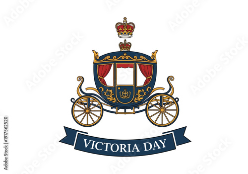 Royal Carriage Decorated with Crown and Victoria Day Banner.