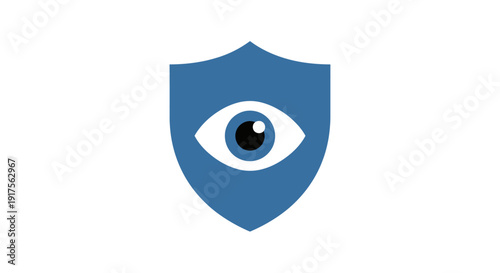 Blue Shield with Eye Protection Symbol.