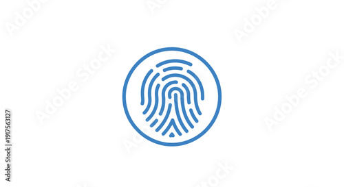 Fingerprint Icon Blue Circle Logo Design.