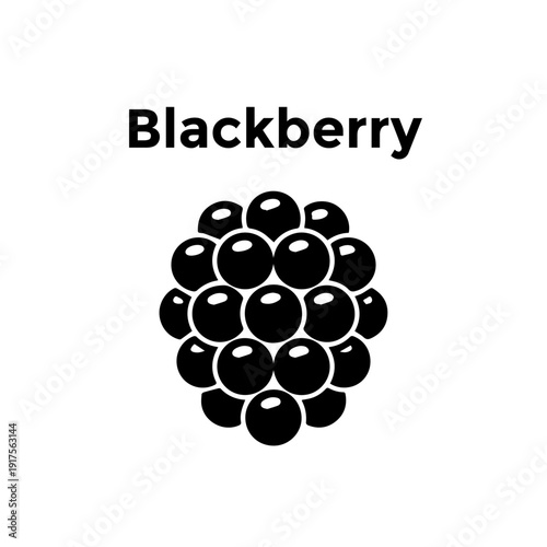 Blackberry fruit icon with textured berry clusters for organic forest fruit products and fresh juice branding.