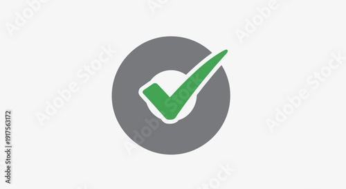 Green Checkmark Icon in Gray Circle.
