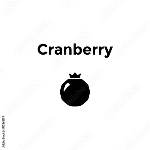 Cranberry fruit silhouette icon with small crown top for healthy supplement and organic juice branding.