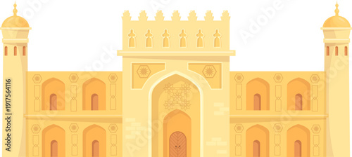 Arabian culture landmark. Cartoon eastern castle icon