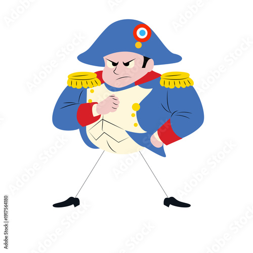 Napoleon Bonaparte standing with hand in coat contemplating strategy