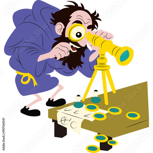 Roger Bacon experimenting secretly with lenses