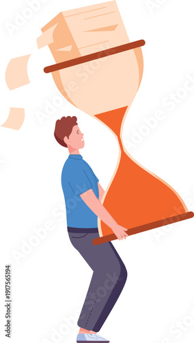 Man hold paperwork deadline. Business employee stress