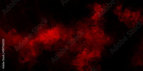 Abstract grunge red and black powder explosion cloud on black background. dark red smoke Like cloud wave effect on black. dark fire flame grunge texture background. toned fiery red sky.