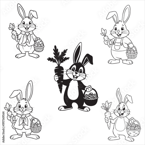 Ester day typography inspiration with silhouette rabbit illustrations