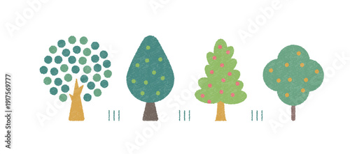 かわいいアナログ風の木のイラスト