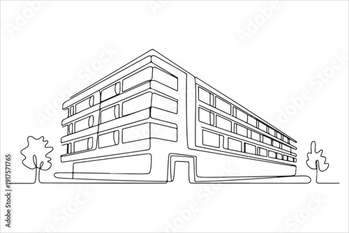 A continuous one line drawing of a luxury house architectural sketch vector, Single continuous line drawing of a modern house architectural concept for construction and  vector design