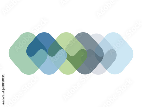 Geometric overlapping rounded diamonds in pastel shades for modern corporate pattern design