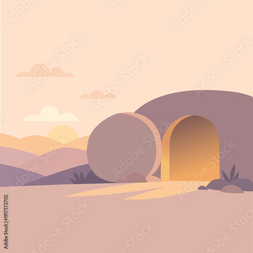 Minimal Christian Easter Faith Symbol Vector Illustration