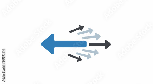 Blue Arrow Pointing Left with Multiple Arrows.