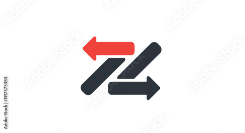 Black and red arrows pointing opposite.