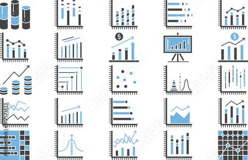 Assortment of Business and Data Visualization Charts Keywords: chart, graph, data, visualization
